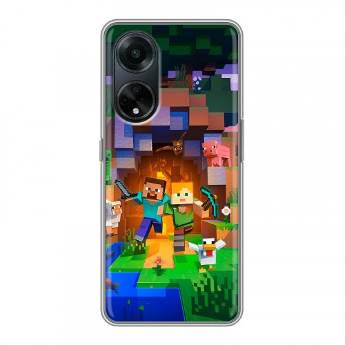 Дизайнерский силиконовый чехол для OPPO A98 Майнкрафт Minecraft
