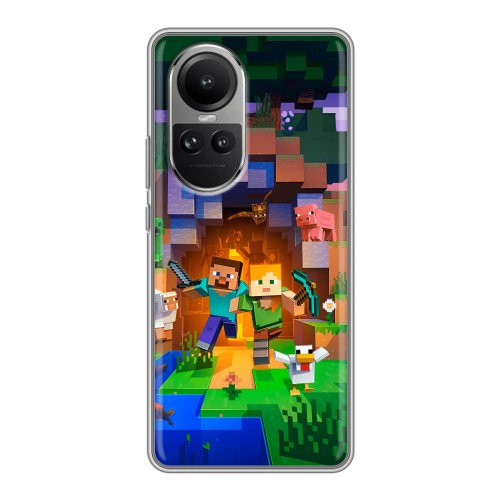 Дизайнерский силиконовый чехол для OPPO Reno10 Майнкрафт Minecraft