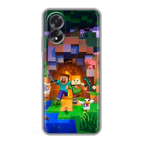 Дизайнерский силиконовый чехол для OPPO A38 4G Майнкрафт Minecraft
