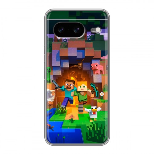 Дизайнерский силиконовый чехол для Google Pixel 8 Майнкрафт Minecraft