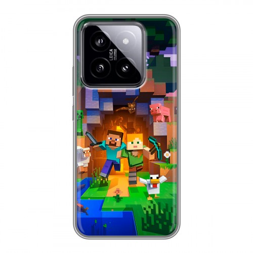 Дизайнерский силиконовый чехол для Xiaomi 14 Майнкрафт Minecraft