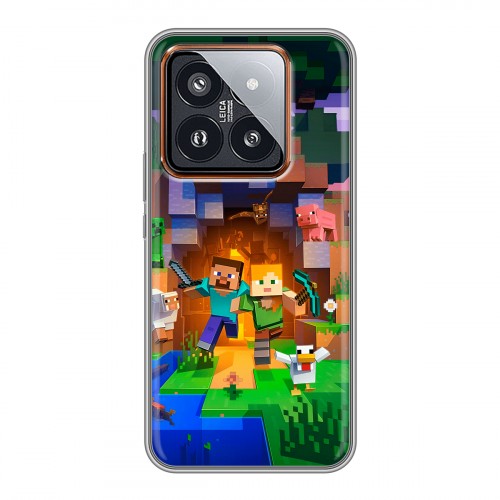 Дизайнерский силиконовый чехол для Xiaomi 14 Pro Майнкрафт Minecraft