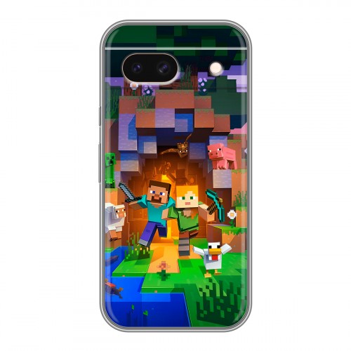 Дизайнерский силиконовый чехол для Google Pixel 8a Майнкрафт Minecraft