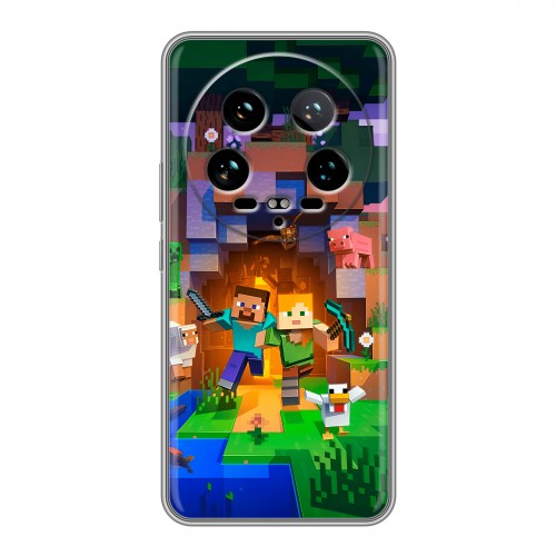 Дизайнерский силиконовый чехол для Xiaomi 14 Ultra Майнкрафт Minecraft