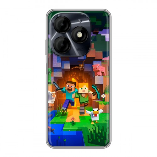 Дизайнерский силиконовый чехол для Itel P55 4G Майнкрафт Minecraft