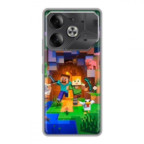 Дизайнерский силиконовый чехол для Tecno Pova 6 Майнкрафт Minecraft