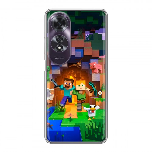 Дизайнерский силиконовый чехол для OPPO A60 Майнкрафт Minecraft