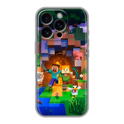 Дизайнерский силиконовый чехол для Iphone 16 Pro Майнкрафт Minecraft