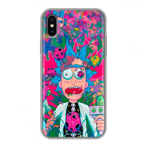Дизайнерский силиконовый чехол для Iphone x10 Рик и Морти Rick Morty