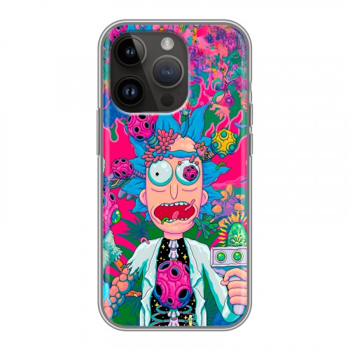 Дизайнерский силиконовый чехол для Iphone 14 Pro Рик и Морти Rick Morty