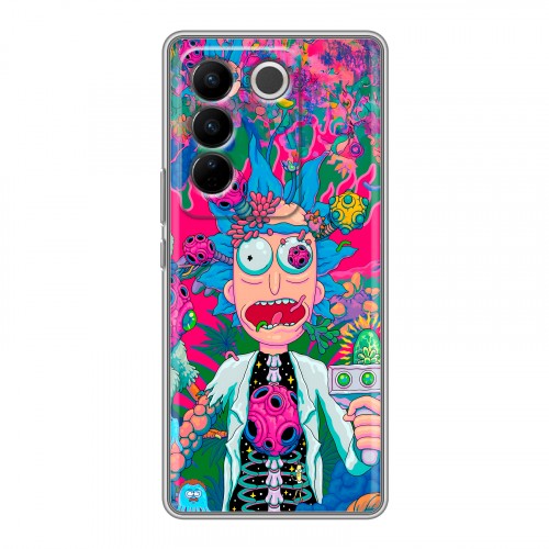 Дизайнерский силиконовый с усиленными углами чехол для Vivo V27 Рик и Морти Rick Morty