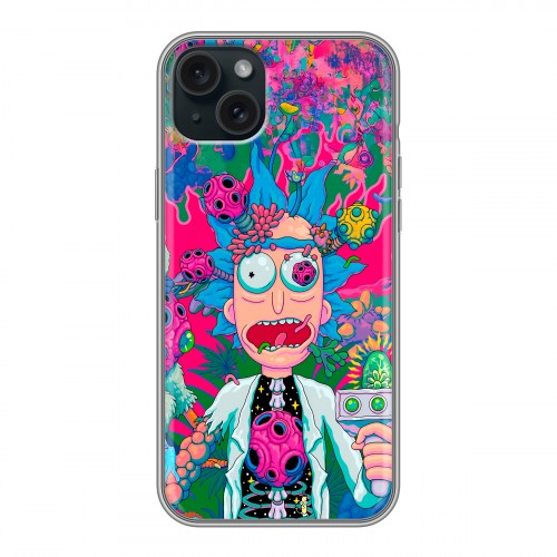 Дизайнерский силиконовый чехол для Iphone 15 Plus Рик и Морти Rick Morty