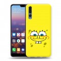 Дизайнерский силиконовый с усиленными углами чехол для Huawei P20 Pro спанчбоб спанч боб