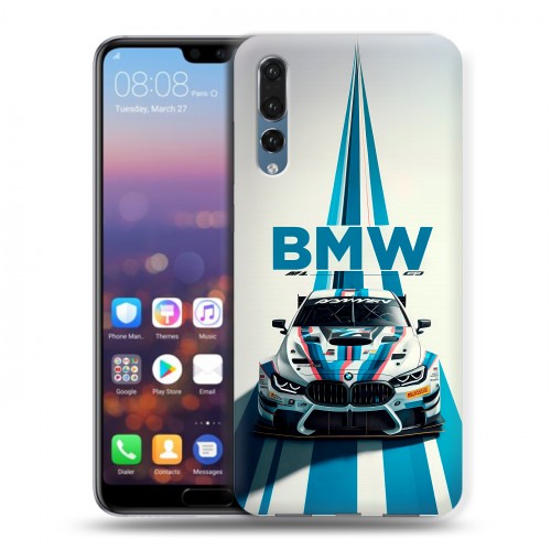 Дизайнерский силиконовый с усиленными углами чехол для Huawei P20 Pro БМВ BMW
