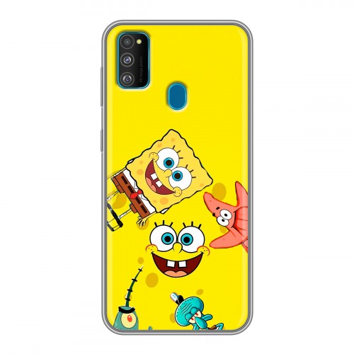 Дизайнерский силиконовый чехол для Samsung Galaxy M30s Спанч боб Спанчбоб