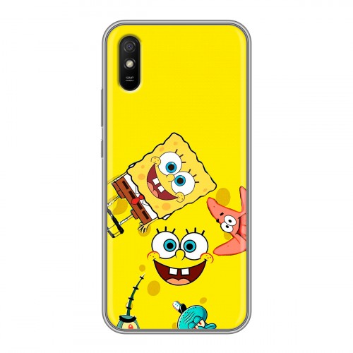Дизайнерский силиконовый с усиленными углами чехол для Xiaomi RedMi 9A Спанч боб Спанчбоб