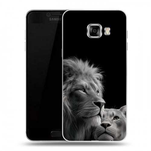 Дизайнерский пластиковый чехол для Samsung Galaxy C5 Лев кошки