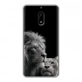 Дизайнерский пластиковый чехол для Nokia 6 Лев кошки