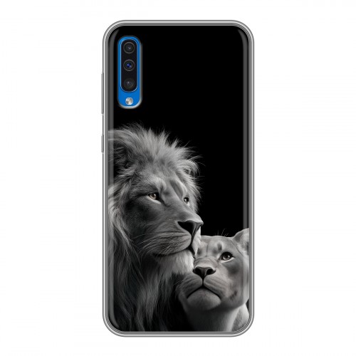 Дизайнерский силиконовый чехол для Samsung Galaxy A50 Лев кошки