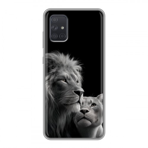 Дизайнерский силиконовый чехол для Samsung Galaxy A71 Лев кошки