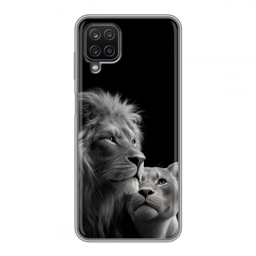 Дизайнерский силиконовый с усиленными углами чехол для Samsung Galaxy A12 Лев кошки