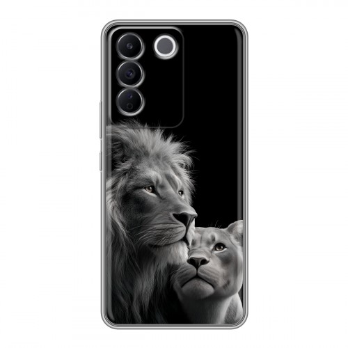 Дизайнерский силиконовый чехол для Vivo V27e Лев кошки