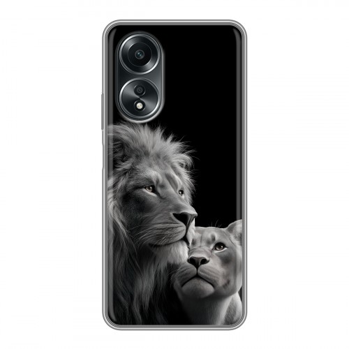 Дизайнерский силиконовый чехол для OPPO A58 4G Лев кошки