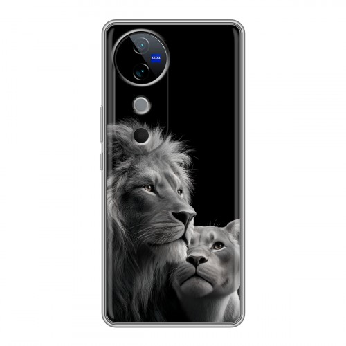 Дизайнерский силиконовый чехол для Vivo V40 5G Лев кошки