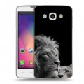 Дизайнерский пластиковый чехол для LG L60 Лев кошки