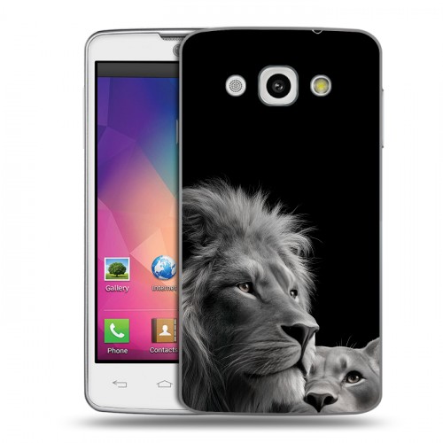 Дизайнерский пластиковый чехол для LG L60 Лев кошки