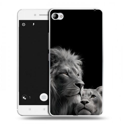 Дизайнерский пластиковый чехол для Lenovo S90 Лев кошки