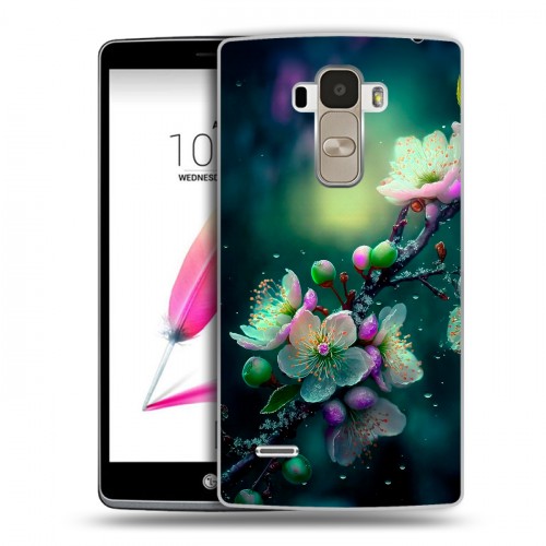 Дизайнерский пластиковый чехол для LG G4 Stylus Цветы и мрамор