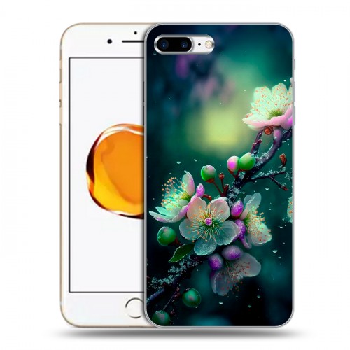 Дизайнерский пластиковый чехол для Iphone 7 Plus / 8 Plus Цветы и мрамор