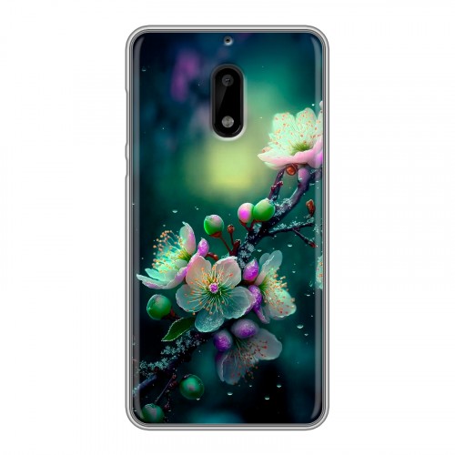 Дизайнерский пластиковый чехол для Nokia 6 Цветы и мрамор