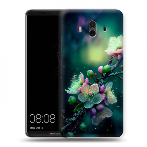 Дизайнерский пластиковый чехол для Huawei Mate 10 Цветы и мрамор