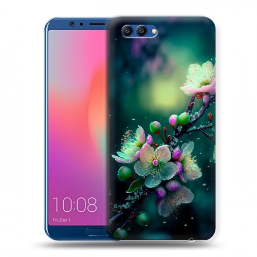 Дизайнерский пластиковый чехол для Huawei Honor View 10 Цветы и мрамор