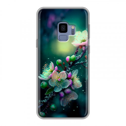Дизайнерский силиконовый чехол для Samsung Galaxy S9 Цветы и мрамор