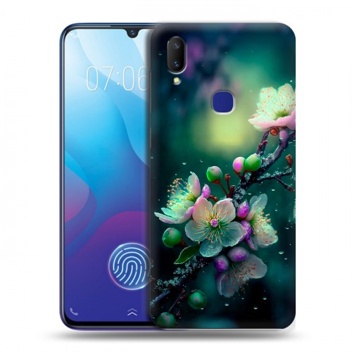 Дизайнерский пластиковый чехол для Vivo V11i Цветы и мрамор