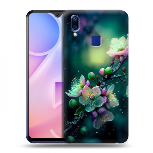 Дизайнерский пластиковый чехол для Vivo Y95 Цветы и мрамор