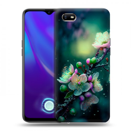 Дизайнерский силиконовый с усиленными углами чехол для OPPO A1k Цветы и мрамор