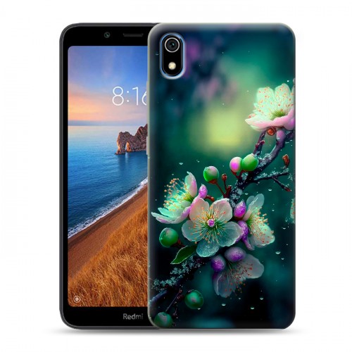 Дизайнерский пластиковый чехол для Xiaomi RedMi 7A Цветы и мрамор