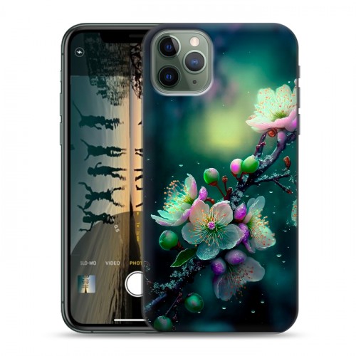 Дизайнерский силиконовый чехол для Iphone 11 Pro Цветы и мрамор