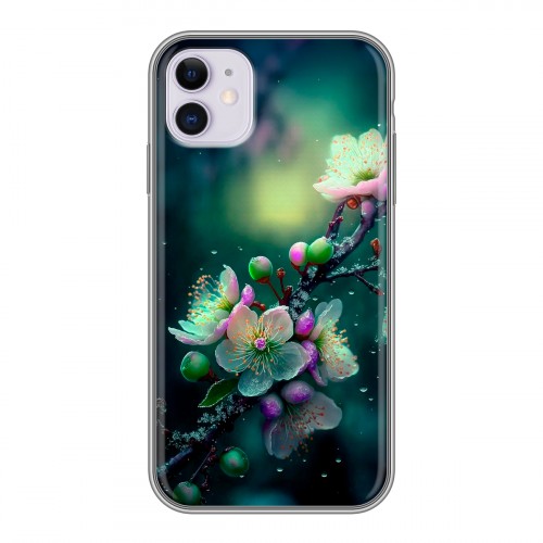 Дизайнерский силиконовый чехол для Iphone 11 Цветы и мрамор