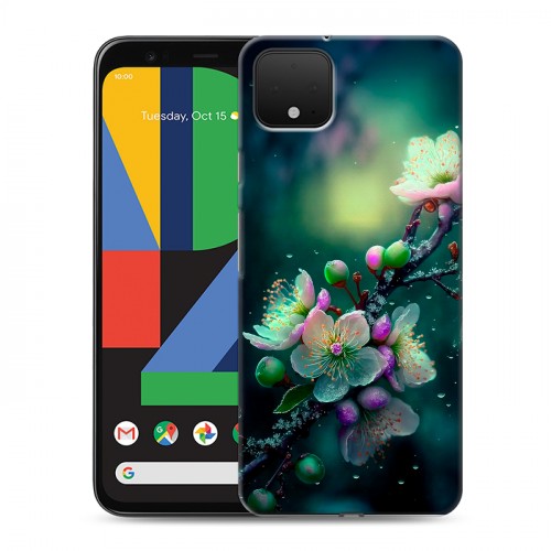 Дизайнерский пластиковый чехол для Google Pixel 4 Цветы и мрамор
