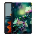 Дизайнерский силиконовый чехол для Samsung Galaxy Tab S7 Цветы и мрамор