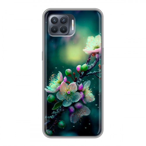 Дизайнерский силиконовый чехол для OPPO Reno4 Lite Цветы и мрамор