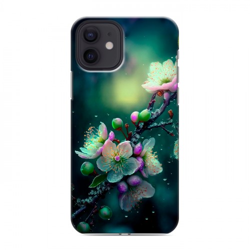Дизайнерский силиконовый чехол для Iphone 12 Цветы и мрамор