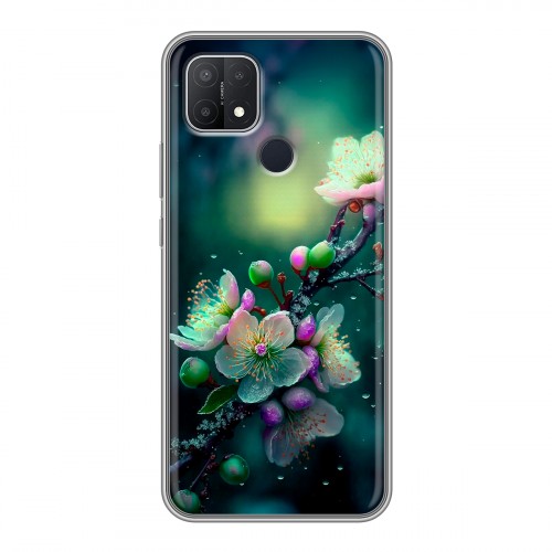 Дизайнерский силиконовый чехол для OPPO A15 Цветы и мрамор