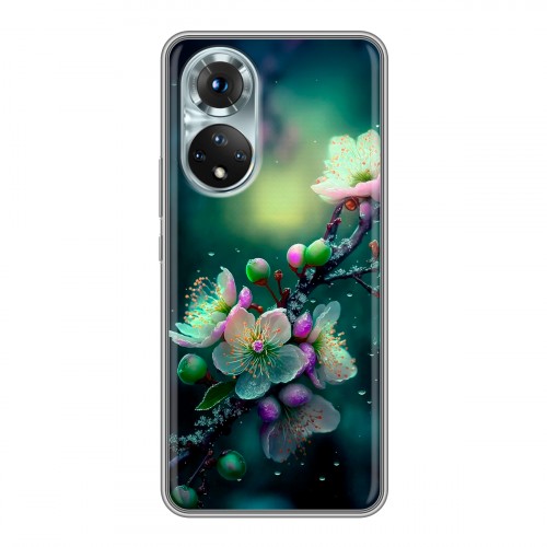 Дизайнерский силиконовый чехол для Huawei Honor 50 Цветы и мрамор