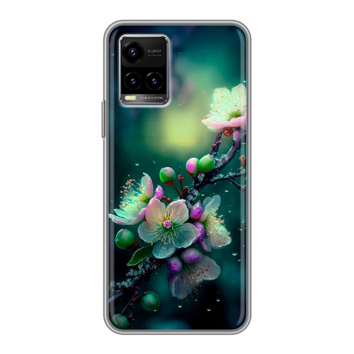 Дизайнерский силиконовый чехол для Vivo Y33s Цветы и мрамор